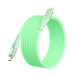 Кабель Type-C - Lightning Remax CB20 (30W, PD, флуоресцентный, 1,2 м) Зеленый
