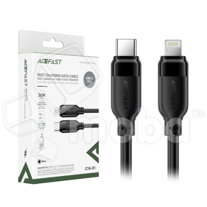 Кабель Type-C - Lightning Acefast C16-01 (3A, 30W, PD, 1.2 м) Черный