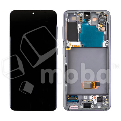 Дисплей для Samsung Galaxy S21 (G991B) модуль с рамкой Серый - Сервисный Оригинал