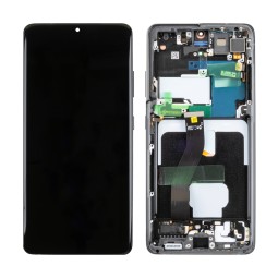 Дисплей для Samsung Galaxy S21 Ultra (G998B) модуль с рамкой Черный - Сервисный оригинал