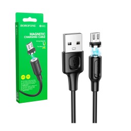 Кабель USB - MicroUSB Borofone BX41 (2.4A, магнитный) Черный - уценка (мятая упаковка)