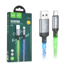 Кабель USB - Type-C Hoco U112 (3A, прозрачный светящийся) Серый