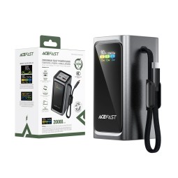 Внешний Аккумулятор (Power Bank) Acefast M33 20000 mAh (100W, PD, Type-C, встроенный кабель Type-C, LED дисплей) Серый