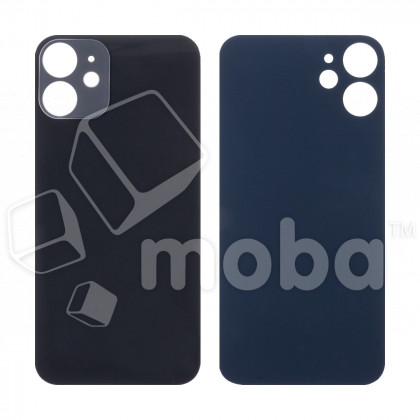 Задняя крышка для iPhone 12 mini (A2399) Черный (стекло, широкий вырез под камеру, логотип)