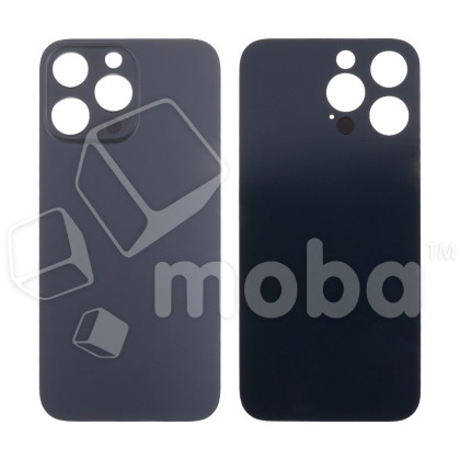 Задняя крышка для iPhone 14 Pro Max (A2895) Черный (стекло, узкий вырез под камеру, логотип) - Премиум