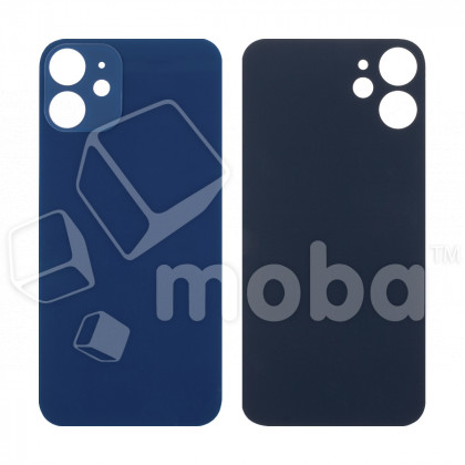 Задняя крышка для iPhone 12 mini (A2399) Синий (стекло, широкий вырез под камеру, логотип)