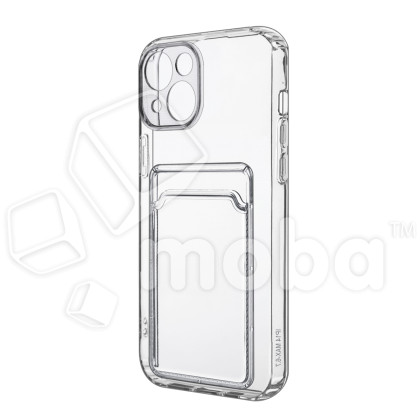 Чехол-накладка для iPhone 14 Plus (с защитой камеры, карманом для карт, прозрачный)