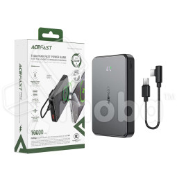 Внешний Аккумулятор (Power Bank) Acefast M31 10000 mAh (22.5W, PD, MagSafe 15W, Type-C, кабель Type-C, LED дисплей) Черный