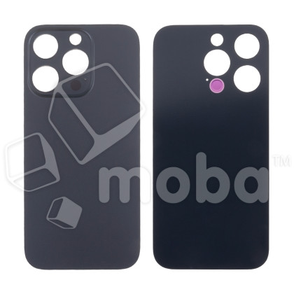 Задняя крышка для iPhone 14 Pro (A2891) Черный (стекло, узкий вырез под камеру, логотип) - Премиум