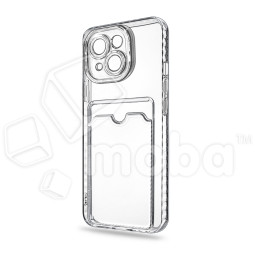 Чехол-накладка для iPhone 15 Plus (с защитой камеры, карманом для карт, прозрачный)