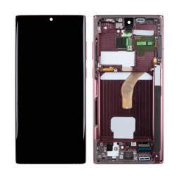 Дисплей для Samsung Galaxy S22 Ultra (S908B/S908E/S9080) модуль с рамкой Бордовый - Сервисный Оригинал