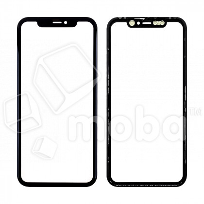 Стекло для переклейки iPhone 11 в сборе с рамкой и OCA пленкой Черный - OR (Mitsubishi)