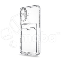 Чехол-накладка для iPhone 16 Plus (с защитой камеры, карманом для карт, прозрачный)