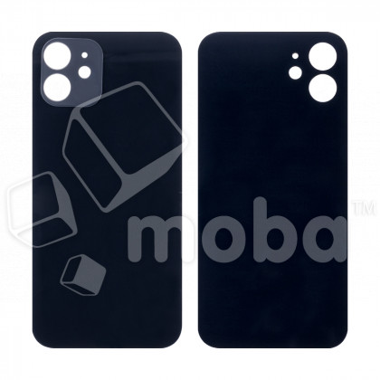 Задняя крышка для iPhone 12 (A2403) Черный (стекло, широкий вырез под камеру, логотип)