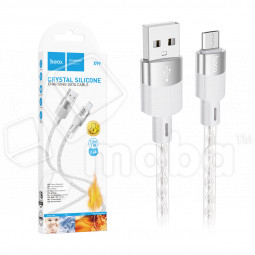 Кабель USB - MicroUSB Hoco X99 (2.4A, прозрачный силикон, термостойкий) Серый