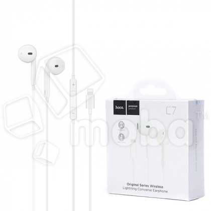 Гарнитура Lightning Hoco L7 Plus (вкладыши) Белый