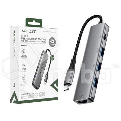 Адаптер Type-C - 5 в 1 Acefast J16 HUB Серый