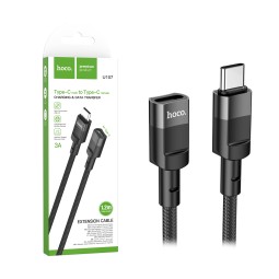 Кабель Type-C Male -Type-C Female Hoco U107 (1,2 м) Черный
