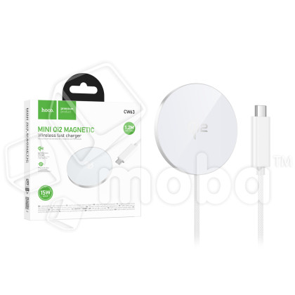 Беспроводное зарядное устройство Hoco CW63 (15W, быстрая зарядка. Qi2) Белый
