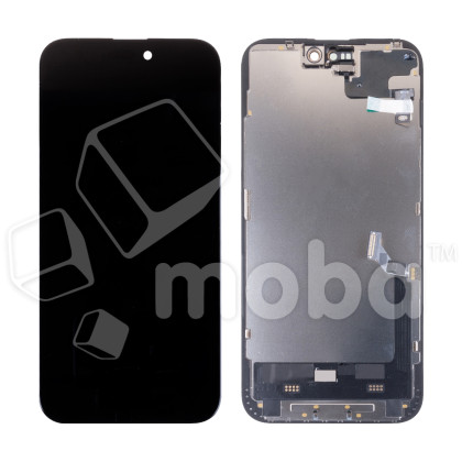 Дисплей для iPhone 15 Plus (A3094) в сборе с тачскрином Черный - (Soft OLED, Full HD) (с верификацией = с привязкой без ошибки)