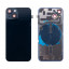 Задняя крышка для iPhone 14 (A2883) в сборе со стеклом камеры Черный (стекло, монолит, MagSafe с оригинальным шлейфом, логотип) - Премиум
