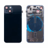 Задняя крышка для iPhone 14 (A2883) в сборе со стеклом камеры Черный (стекло, монолит, MagSafe с оригинальным шлейфом, логотип) - Премиум