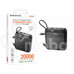 Внешний Аккумулятор (Power Bank) Borofone BJ64A 20000 mAh (22.5W, QC3.0, PD, USB, Lightning, Type-C, кабель Type-C, LCD) Черный