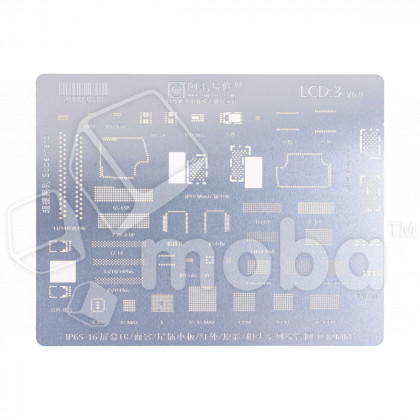 BGA трафарет Amaoe (LCD:3, V6.0) для дисплеев и Face ID iPhone X/XR/Xs/Xs Max/11/11 Pro/11 Pro Max/12/12 mini/12 Pro/12 Pro Max/12/12 mini/13 Pro/13 Pro Max/14/14 Plus/14 Pro/14 Pro Max/15/15 Plus/15 Pro/15 Pro Max