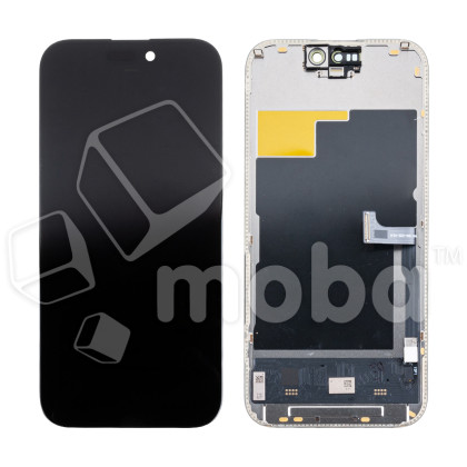 Дисплей для iPhone 15 Pro (A3102) в сборе с тачскрином Черный - (Soft OLED, Full HD, 120 Гц) (с верификацией = с привязкой без ошибки)