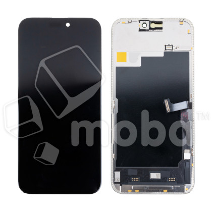Дисплей для iPhone 15 Pro Max (A3106) в сборе с тачскрином Черный - (Soft OLED, Full HD, 120 Гц) (с верификацией = с привязкой без ошибки)
