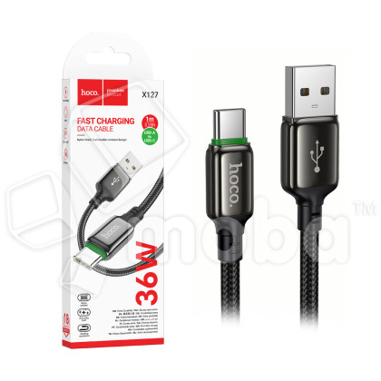 Кабель USB - Type-C Hoco X127 (3A, 36W, оплетка нейлон) Черный