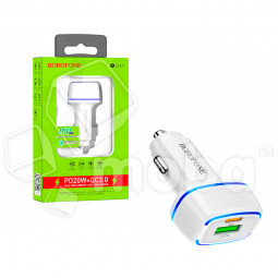Автомобильное зарядное устройство USB/Type-C Borofone BZ14A (20W, QC3.0, PD, 1Type-C, 1USB) Белый