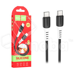 Кабель Type-C - Type-C Hoco X82 (3A, 60W, PD, оплетка силикон, термостойкий) Черный