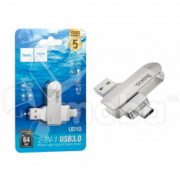 USB-флеш (USB 3.0 + Type-C) 64GB Hoco UD10 Wise Серебро