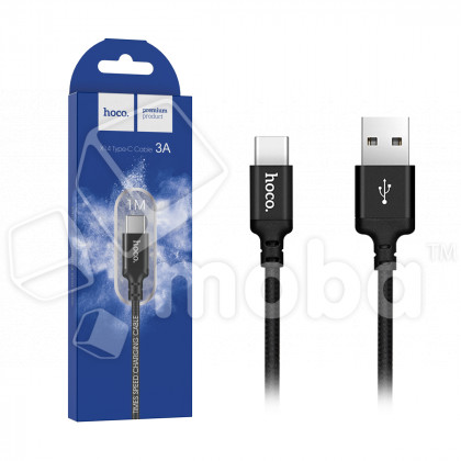 Кабель USB - Type-C Hoco X14 (3A, оплетка нейлон, 1 м) Черный