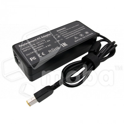 Блок питания (сетевой адаптер) для ноутбуков Lenovo 20V, 4.5A, 90W (прямоугольный разъем) - Стандарт