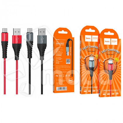 Кабель USB - Type-C Hoco X38 (3А, оплетка нейлон) Черный