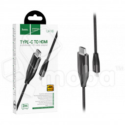 Кабель Type-C - HDMI Hoco UA16 (4K/30 Hz, оплетка нейлон, 2 м) Серый