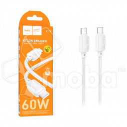 Кабель Type-C - Type-C Hoco X113 (3A, 60W, PD, оплетка нейлон) Белый