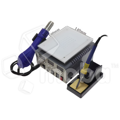 Паяльная станция KADA 9803D+ (фен+паяльник+станок для разбора модулей) (Фен - 100-480°C, 480W, Паяльник - 200-480°C, 90W, Станок - 50-150°C, 600W LCD)