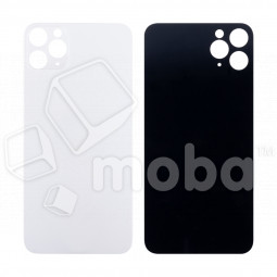 Задняя крышка для iPhone 11 Pro (A2215) Белый (стекло, монолит, широкий вырез под камеру, логотип) - Премиум