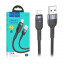 Кабель USB - Lightning Hoco U117 (2.4A, с функцией интеллектуального отключения, индикатор, оплетка ткань, 1.2 м) Черный