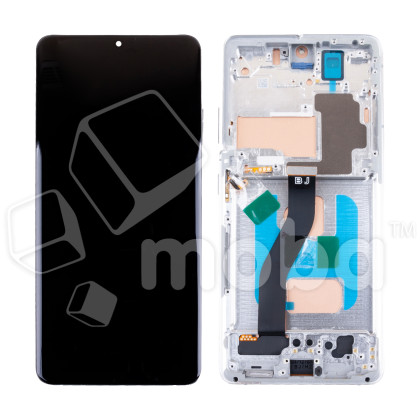 Дисплей для Samsung Galaxy S21 Ultra (G998B) модуль с рамкой Серебро - (In-Cell)
