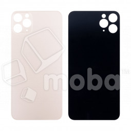 Задняя крышка для iPhone 11 Pro Max (A2218) Золото (стекло, монолит, широкий вырез под камеру, логотип) - Премиум