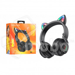 Беспроводные наушники Bluetooth Borofone BO18 Cat Ear (накладные, кошачьи ушки) Черный
