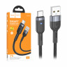 Кабель USB - Type-C Hoco U117 (3A, с функцией интеллектуального отключения, оплетка ткань, 1.2 м) Черный