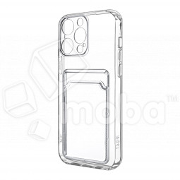 Чехол-накладка для iPhone 12 Pro Max (с защитой камеры, карманом для карт, прозрачный)