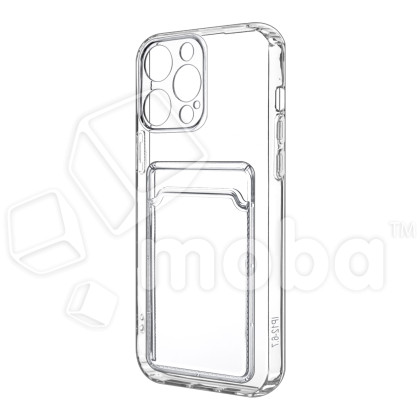 Чехол-накладка для iPhone 12 Pro Max (с защитой камеры, карманом для карт, прозрачный)