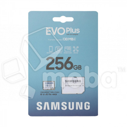 Карта памяти MicroSDXC 256GB Class 10 Samsung Evo Plus U3 V30 A2 + SD адаптер