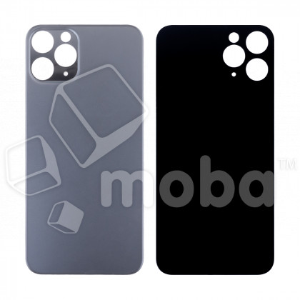 Задняя крышка для iPhone 11 Pro (A2215) Серый (стекло, монолит, широкий вырез под камеру, логотип) - Премиум